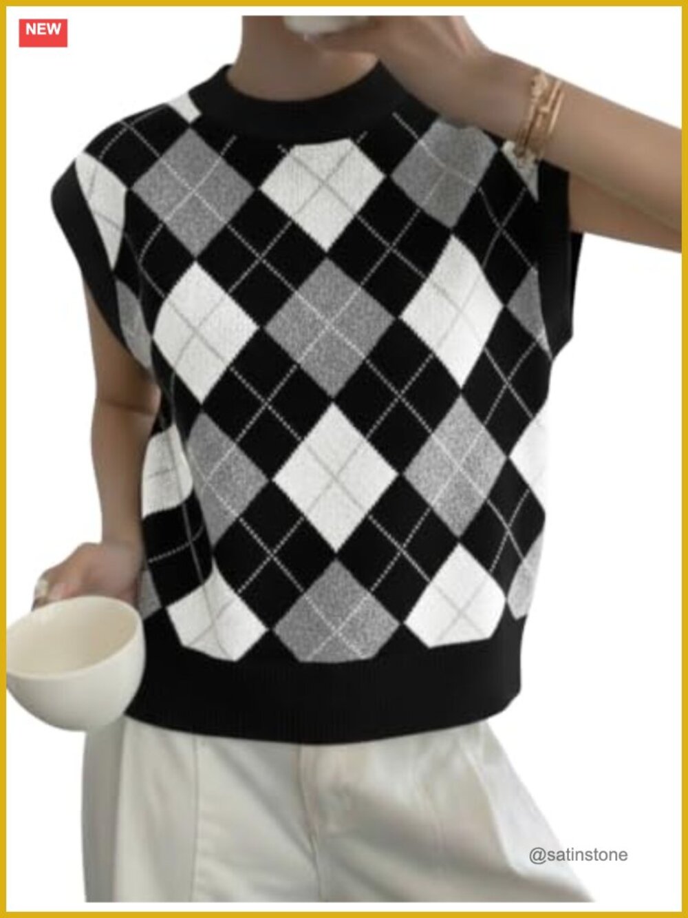 Womens Loose Cap Sleeve Knit Sweater Vest Mock Neck Pullover Top